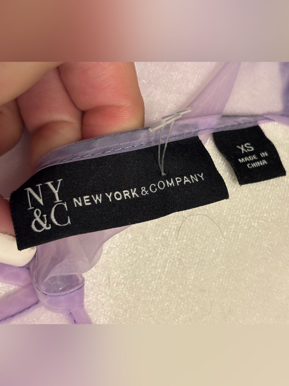 New York & Co Organza puff sleeve bubble dress- Dreamy Lilac - Picture 4 of 5